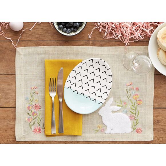 Easter Spring Bouquet Floral Linen Placemats Set of 4, New - Picture 2 of 2